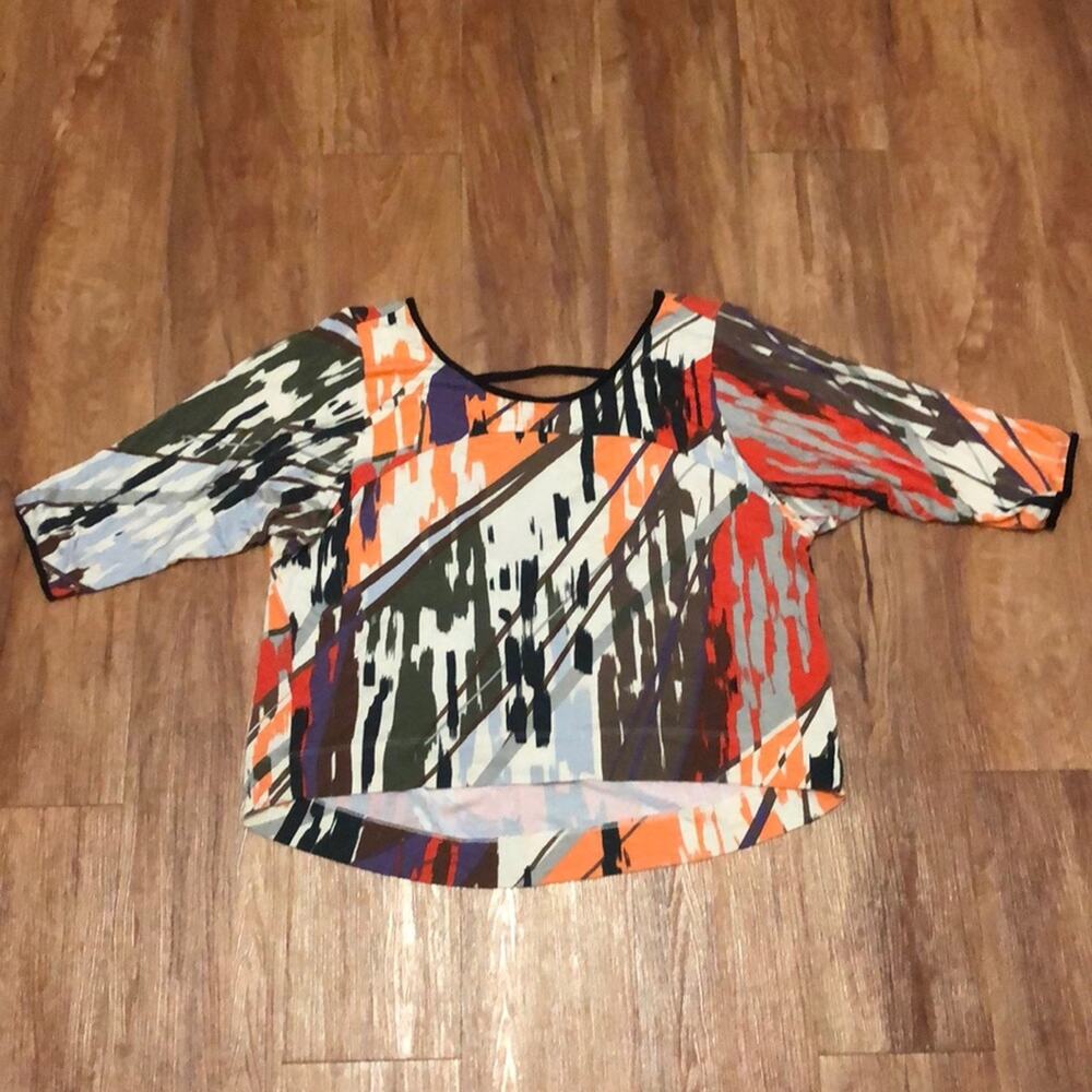Anthropologie Weston Wear Abstract Multicolored Striped Blouse Size Medium
